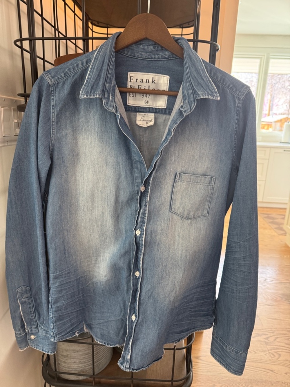 Frank & Eileen Washed Blue Denim Button-Down Shirt